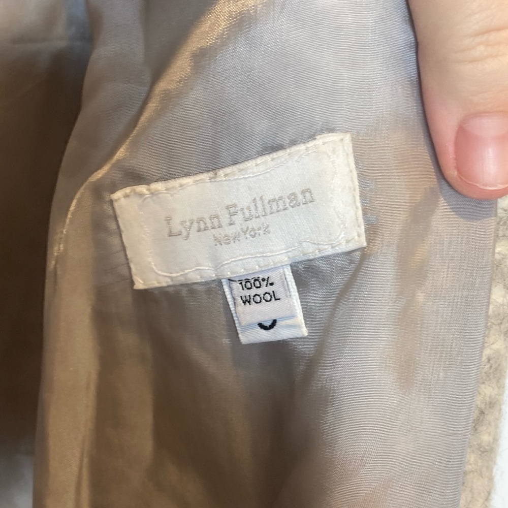 Lynn Fullman gray and white hand made wool coat w/ fringe - Picture 6 of 11